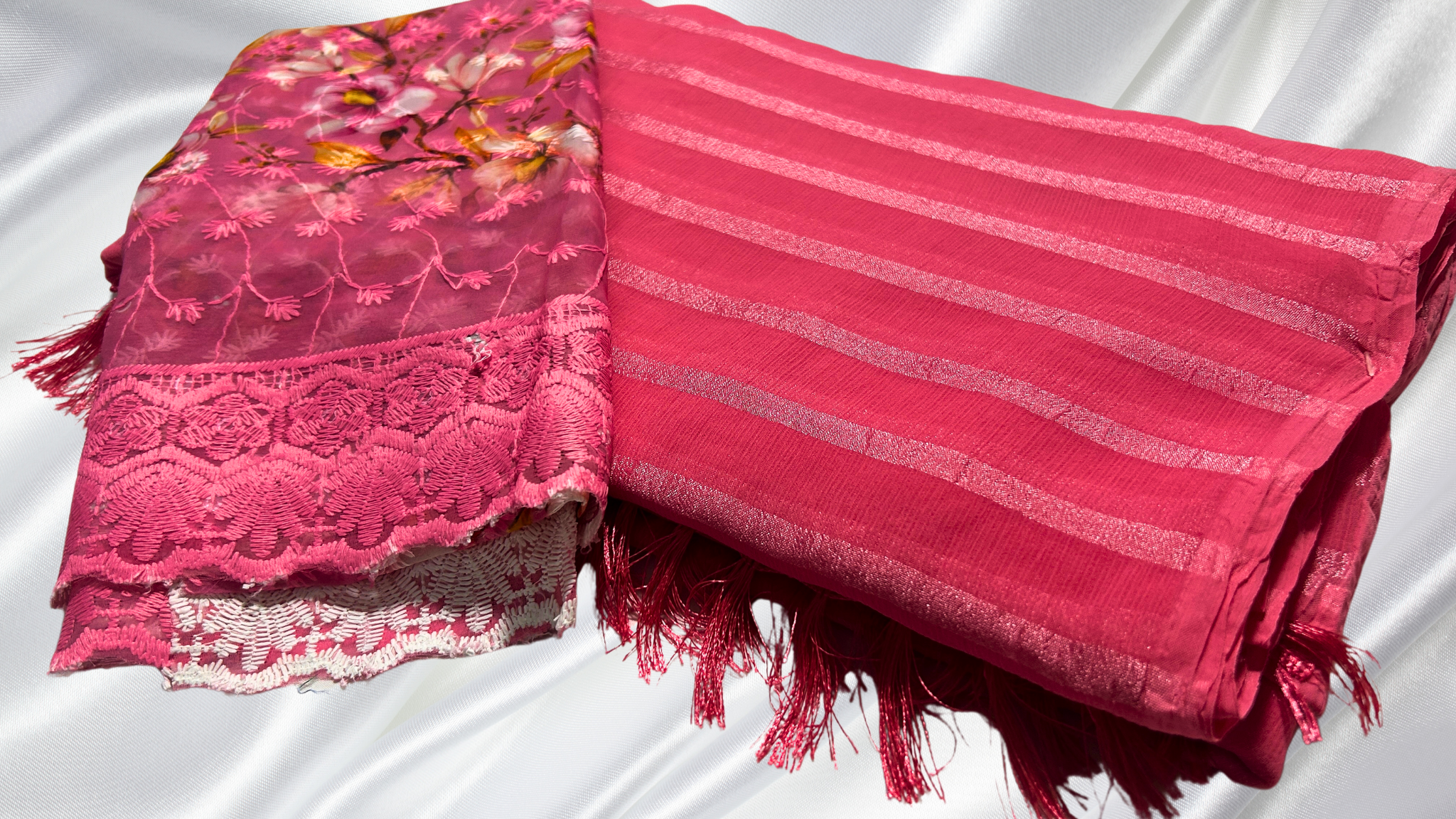 Solo Digital Popcorn Designer Saree - Pink Rose