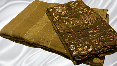 Swara Kundan Designer Saree - Moss Yellow