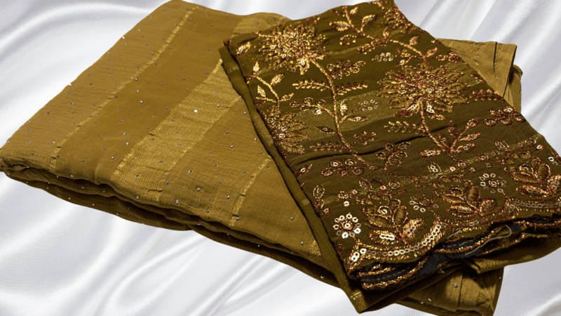 Swara Kundan Designer Saree - Moss Yellow