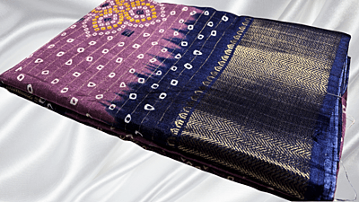 Silk Dola Soft Jari Saree - Plum & Navy
