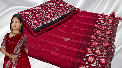 Chennai Exp Popcorn Silver Designer Saree - Rani Pink