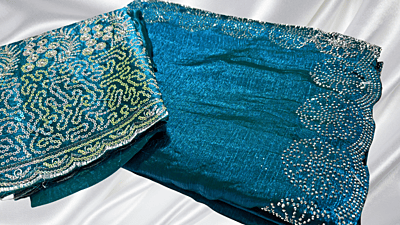 MPlus Space Silk Stone Designer Saree - Aqua Blue