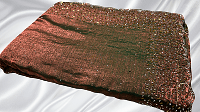 Space Galaxy Stone Replicata Work Saree - Bronze Green