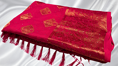 Jasmine Star Stone Work Saree - Dark Pink