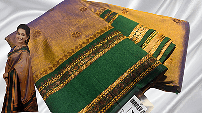 Ananta Silk Blend Gold Saree - Green