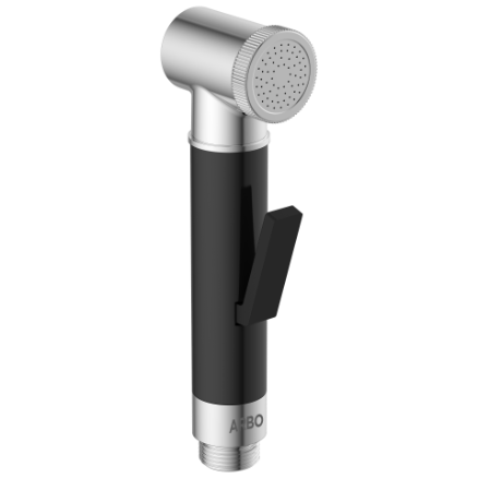 HF-02 Brass Round Health Faucet With Hook & 1.2 Mtr. S.S Tube (Black)