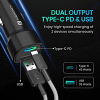 Portronics 80 W Turbo Car Charger (Black) Type-C & USB Portronics 80 W Turbo Car Charger (Black) Type-C & USB