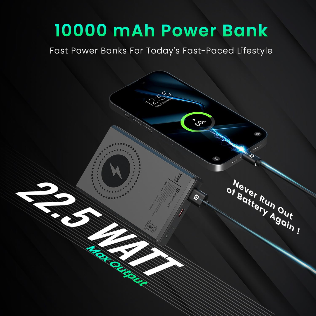 Portronics Luxcell MagClick 10k 10000 mAh 15W Magnetic Wireless Fast Charging Power Portronics Luxcell MagClick 10k 10000 mAh 15W Magnetic Wireless Fast Charging Power