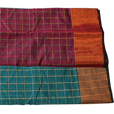 Mixed Cotton Saree (Blue)