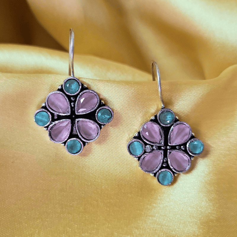 Roop Earrings- Sea Blue and Baby Pink Roop Earrings- Sea Blue and Baby Pink