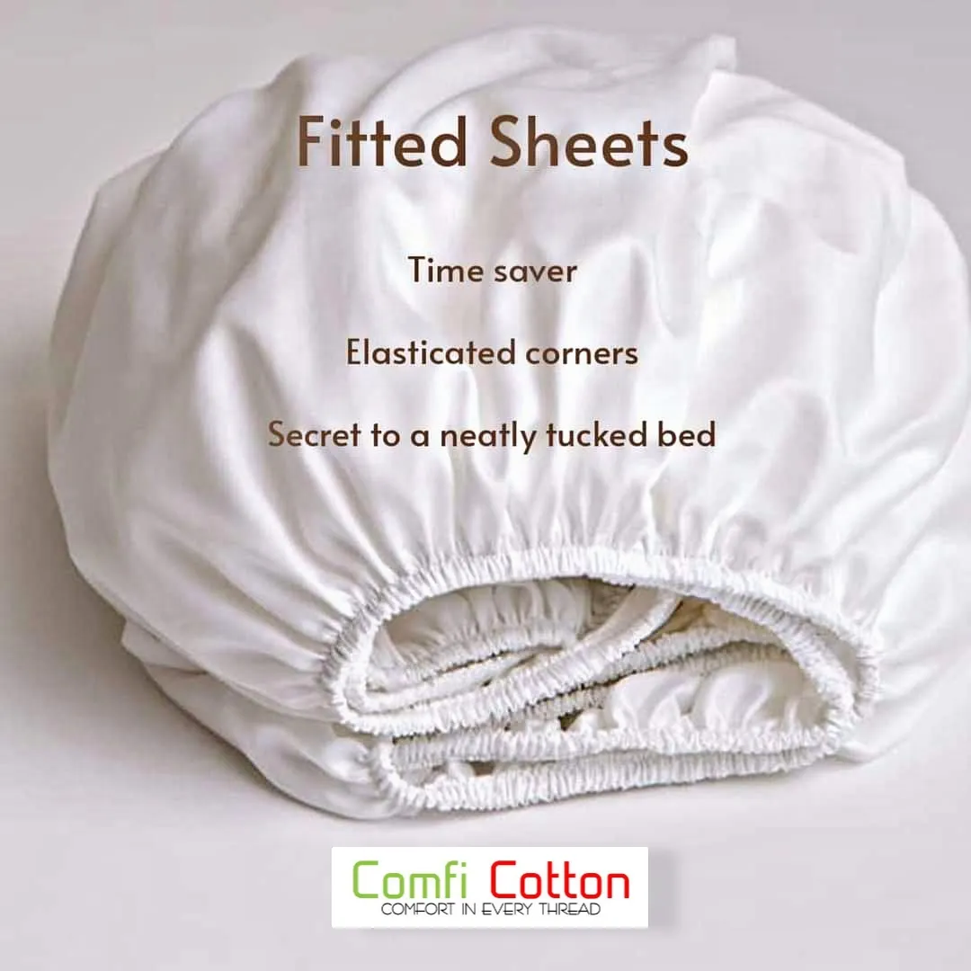 Sofrito 100% Cotton Bedsheet (Fitted) - 400 TC - Striped - White Sofrito 100% Cotton Bedsheet (Fitted) - 400 TC - Striped - White