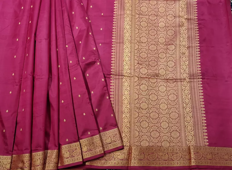 Rani Pink No Zari Banarasi Saree Online Rani Pink No Zari Banarasi Saree Online