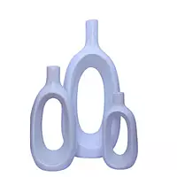 Oval-Shaped Flower Vases for Home Decor (White) Polyresin – 9.5 Inch