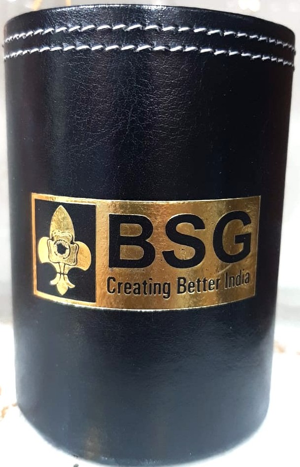 Pen Stand Leather With BSG Logo printed Pen Stand Leather With BSG Logo printed