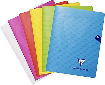 Clairefontaine MIMESYS Stapled Notebooks, 90gsm, Lined + Margin, Set of 6 Mixed Colors Clairefontaine MIMESYS Stapled Notebooks, 90gsm, Lined + Margin, Set of 6 Mixed Colors