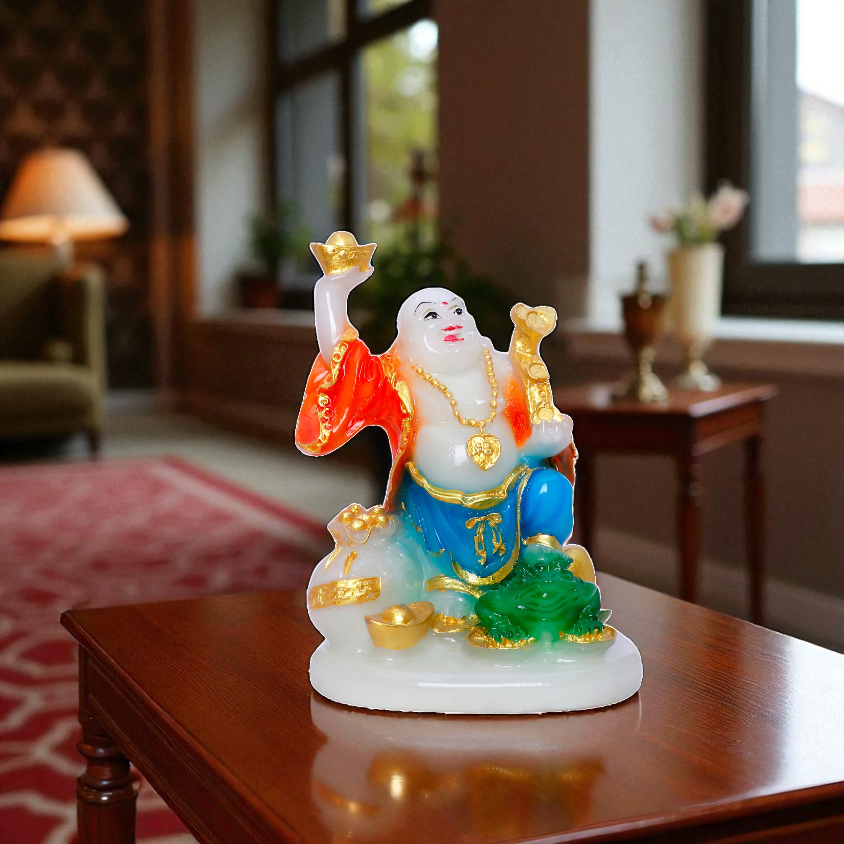 Colorful Laughing Buddha Statue (Polyresin) - 7.5 Inch