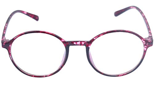 Unisex Round Thin Medium Spectacle Frame. Red & Transparent Frame