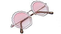 Soigné Female Medium Round Sunglasses. Transparent&Pink Lens Soigné Female Medium Round Sunglasses. Transparent&Pink Lens