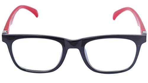 Soigné Unisex Large Rectangular Spectacle Frame. Black&Red Color