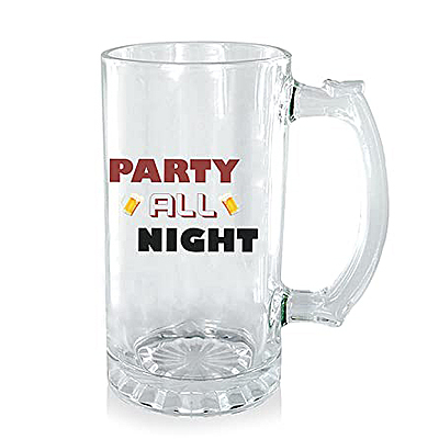 Sublimation Printed Beer Mug with Clear Beer Mug|Design - Party All Night|Best Gift for Beer Lover Sublimation Printed Beer Mug with Clear Beer Mug|Design - Party All Night|Best Gift for Beer Lover