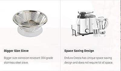Havells Stainless Steel Endura Cresta Juicer Mixer Grinder, 500W, 4 Jar