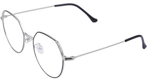 Female Oversized Spectacle Frames. Transparent ARC Lens. Silver & Black Color Metal Frame. Female Oversized Spectacle Frames. Transparent ARC Lens. Silver & Black Color Metal Frame.