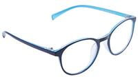 Unisex Medium Round Spectacle Frame. Blue Color Frame. Transparent ARC Lens. Unisex Medium Round Spectacle Frame. Blue Color Frame. Transparent ARC Lens.