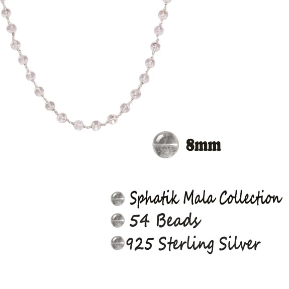 Pure Silver Sphatik mala Crystal Jaap Mala for Pooja