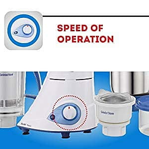 Preethi Blue Leaf Platinum MG 139 mixer grinder, 750 watt, White, 4 jars - Super Extractor juicer Jar