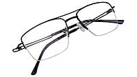Unisex Half Rimmed Large Rectangular Spectacle Frame. Black Frame Unisex Half Rimmed Large Rectangular Spectacle Frame. Black Frame