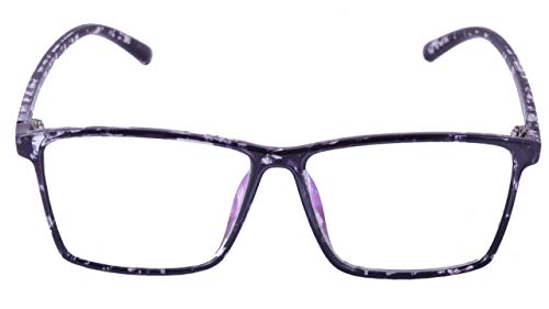 Soigné Unisex Oversized Square Spectacle Frame. Black & Transparent