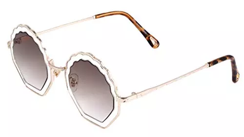 Soigné Female Medium Round Sunglasses. Transparent&Brown Lens