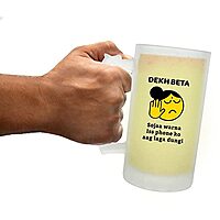 Sublimation Printed Froster Beer Mug With  Dekh Beta Frosted Beer Mug Gift for Dad | Gifts for Friends
