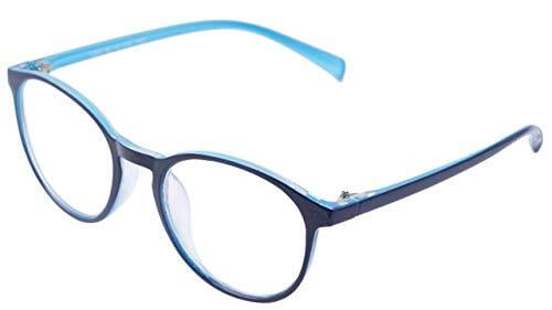 Unisex Medium Round Spectacle Frame. Blue Color Frame. Transparent ARC Lens. Unisex Medium Round Spectacle Frame. Blue Color Frame. Transparent ARC Lens.