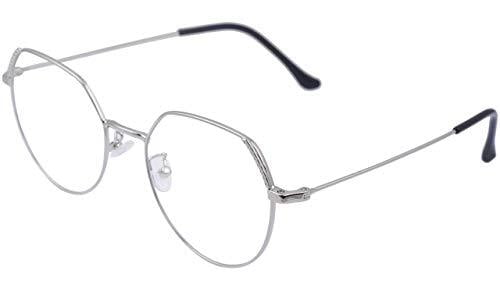 Female Oversized Spectacle Frames. Transparent ARC Lens. Silver Color Metal Frame. Female Oversized Spectacle Frames. Transparent ARC Lens. Silver Color Metal Frame.