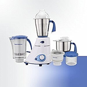Preethi Blue Leaf Platinum MG 139 mixer grinder, 750 watt, White, 4 jars - Super Extractor juicer Jar