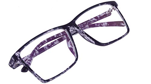 Soigné Unisex Oversized Square Spectacle Frame. Black & Transparent