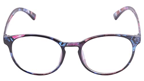 Soigné Female Oversize Round Spectacle Frame. Multicolor