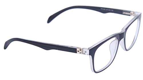 Soigné Unisex Medium Rectangular Spectacle Frame. Black&Transparent Color