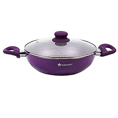 Wonderchef Royal Velvet Non-stick 26cm Kadhai with Lid and Handles 3 mm thick Wonderchef Royal Velvet Non-stick 26cm Kadhai with Lid and Handles 3 mm thick