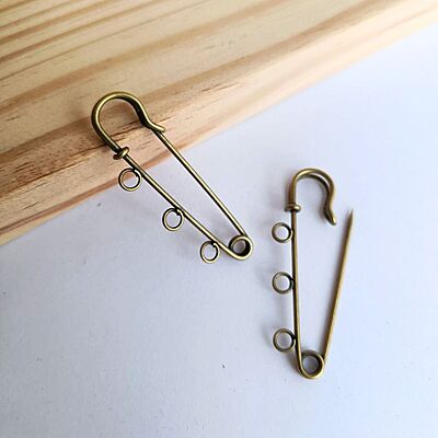 Safety Pin Brooch Antique Bronze