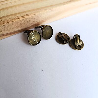 Clip On Earring  Antique Bronze 16 mm