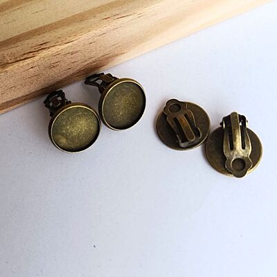 Clip On Earring  Antique Bronze 16 mm