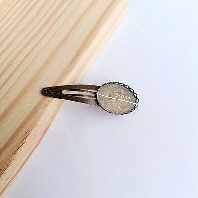 Tic Tac Hair Clip Bezel  Antique Bronze 32 mm
