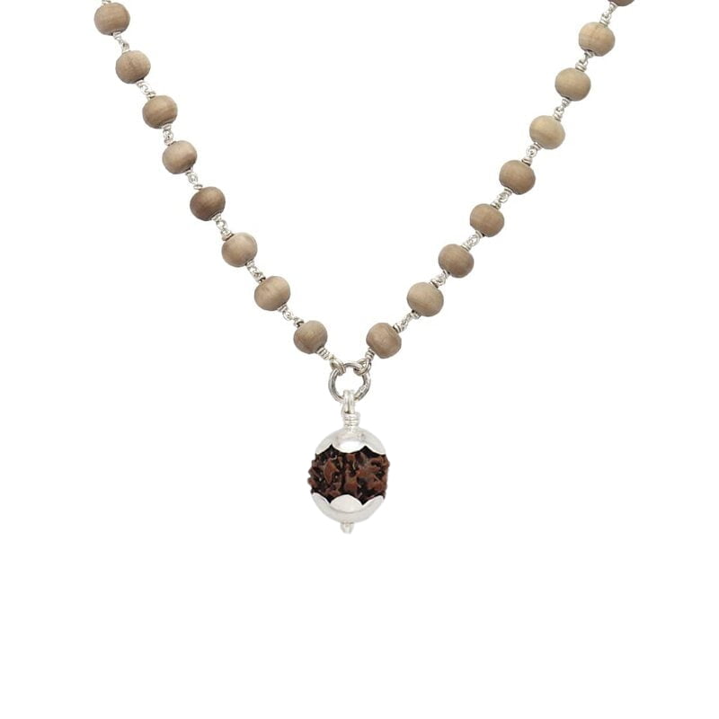 Silver Tied Tulsi Mala with Rudraksham Pendant Silver Tied Tulsi Mala with Rudraksham Pendant