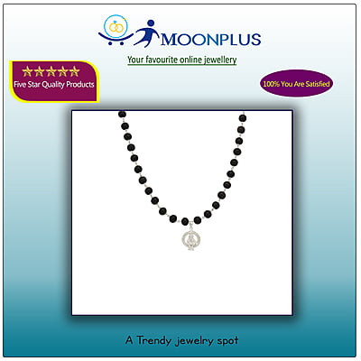 Silver Tied Wooden Beads ebony Mala (Black)with Ayyappan Pendant