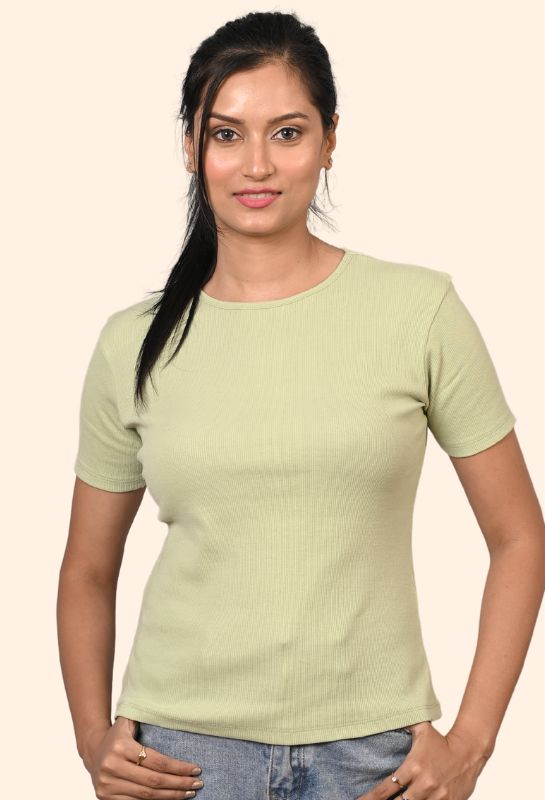 PASTEL GREEN RIBBED T-SHIRT