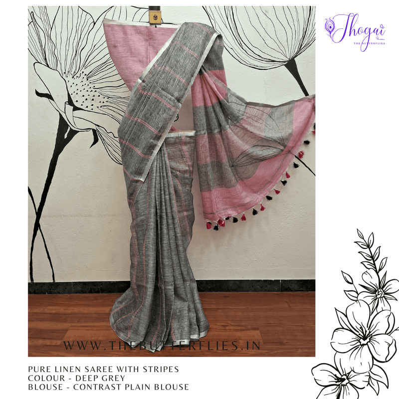 PURE LINEN SAREE YBRSLIN23599 PURE LINEN SAREE YBRSLIN23599