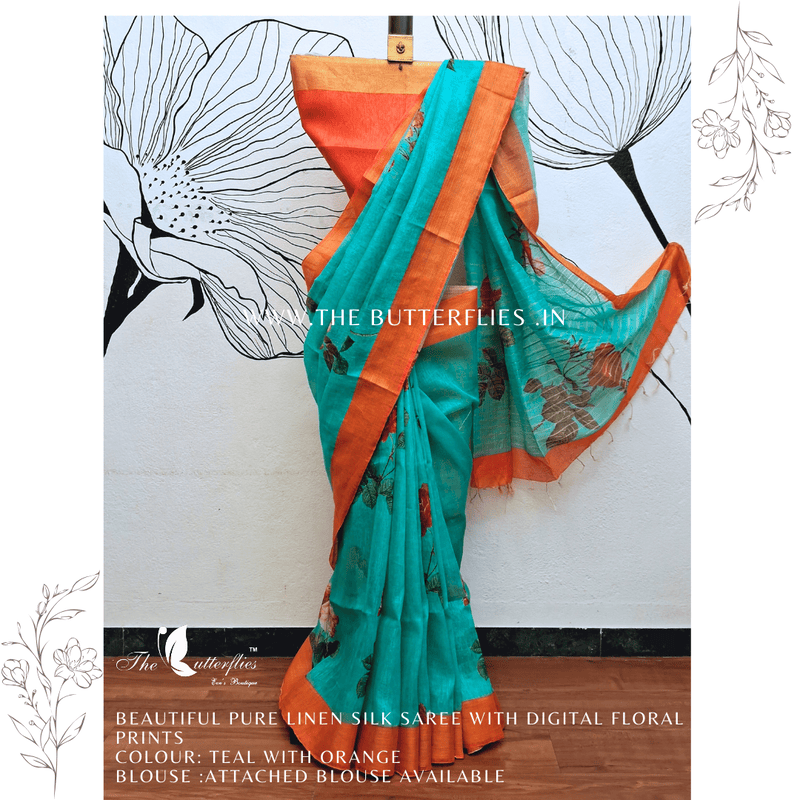 PURE LINEN SILK SAREE YBRSLIN23796 PURE LINEN SILK SAREE YBRSLIN23796