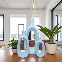 Oval-Shaped Flower Vases for Home Decor, Set of 3 (White) Polyresin – 9.5 Inch